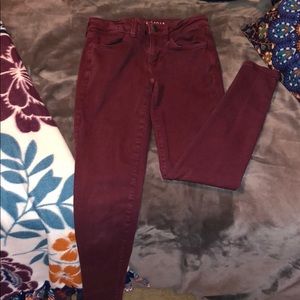 maroon jeans